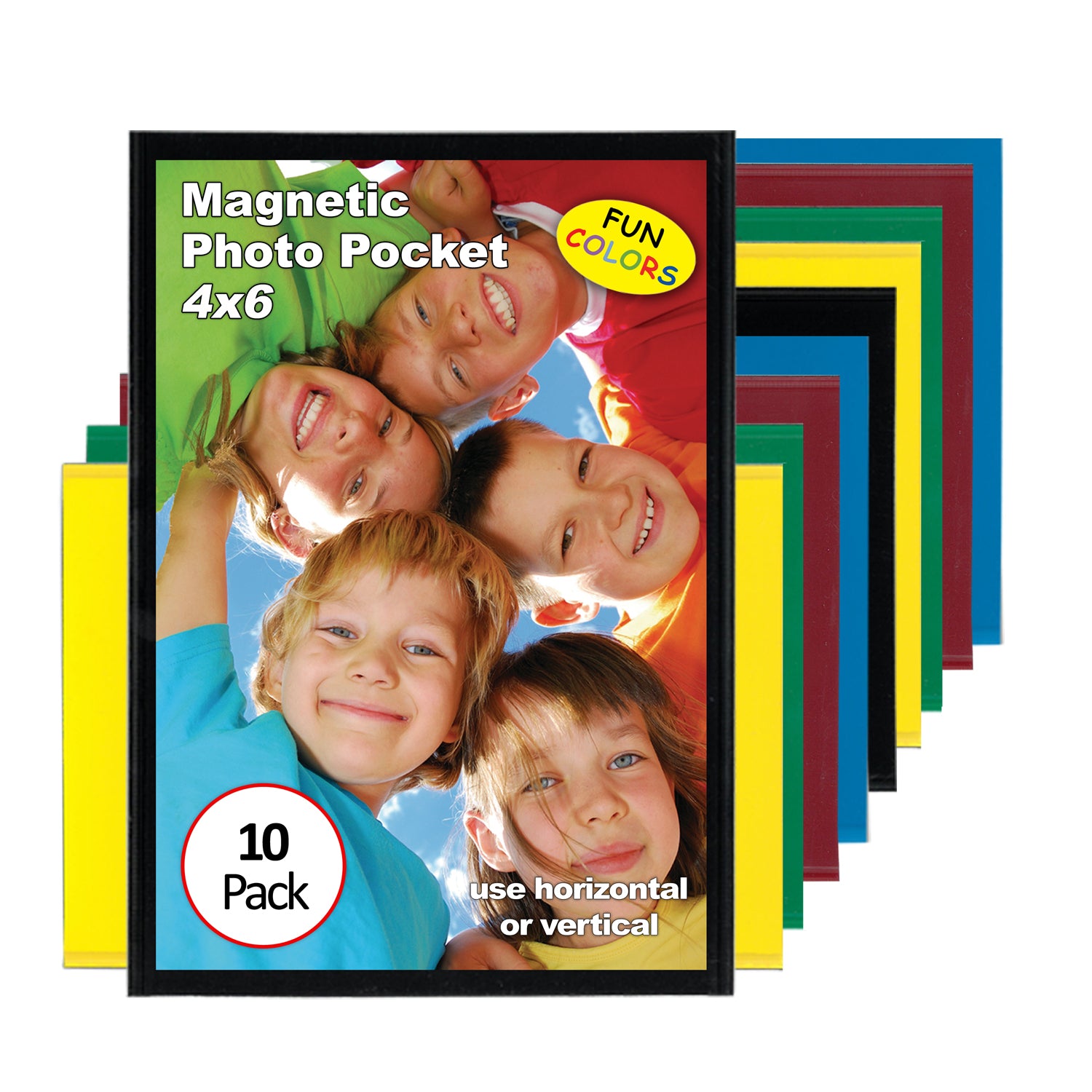 Magtech Magnetic Photo Pocket Picture Frame, Color Pops, Holds 4x6 inch Photos, 10 Pack Assorted Colors (94610)
