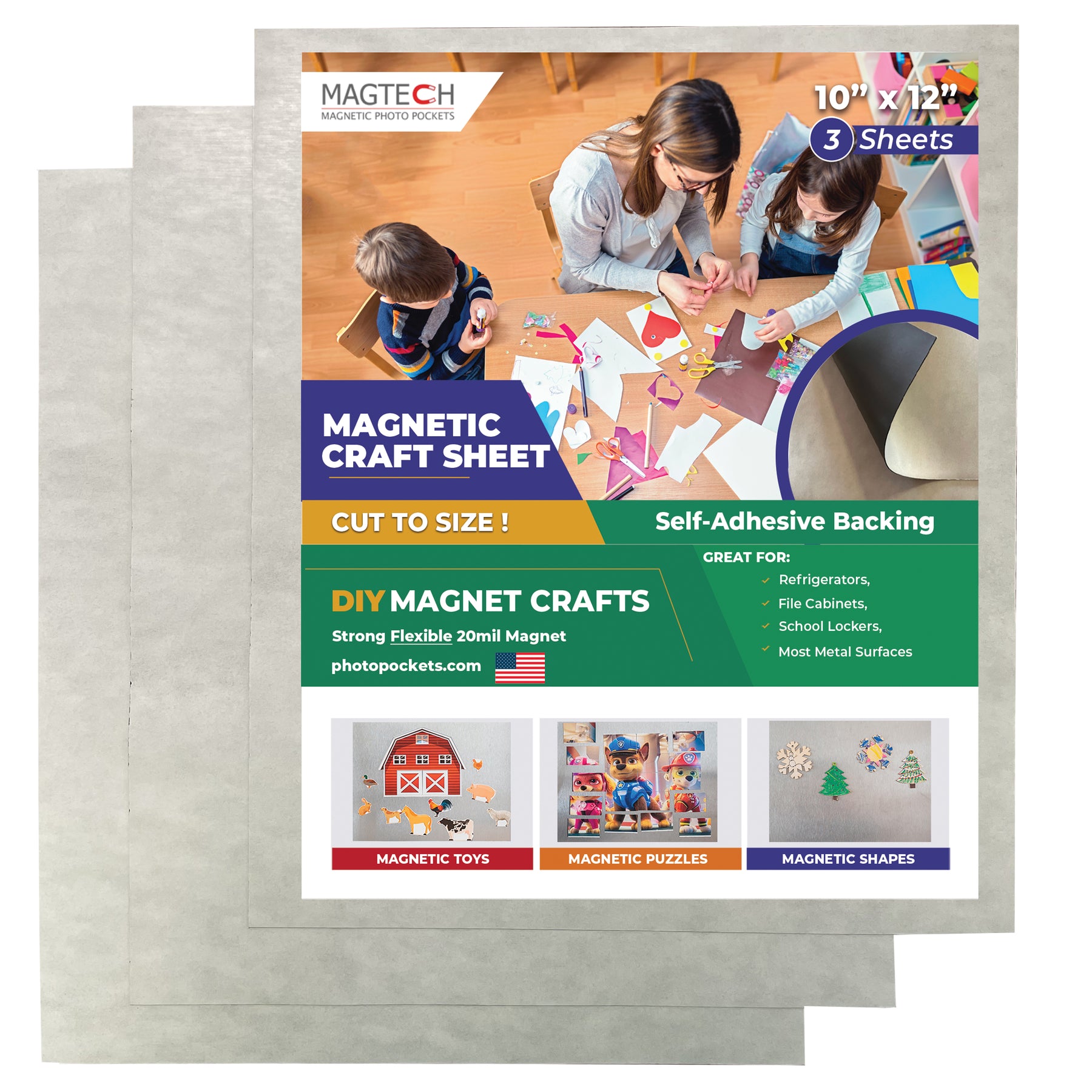 Self Adhesive Magnetic Sheets, All Sizes & Pack Quantity for Photos &  Crafts, By Flexible Magnets- 8.5x11 20 mil - 2 pack 